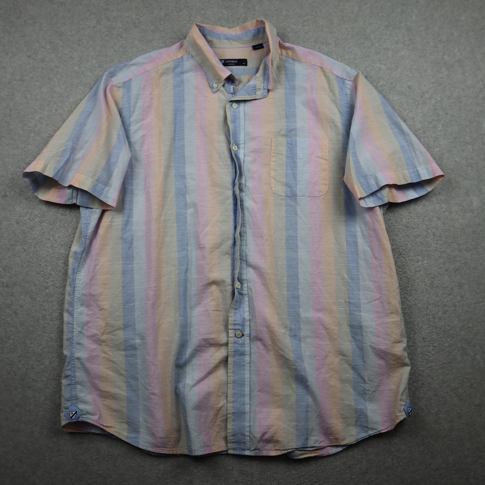 Cremieux Button Down Shirt Mens XL Classics Multicolor Pastel Stripe Cotton SS